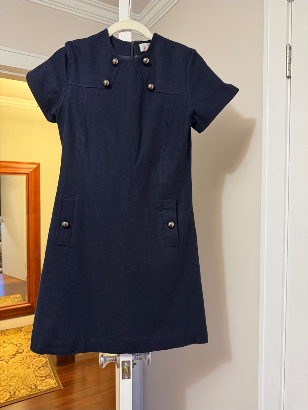 Paul & Joe Sister  Navy Wool Blend Lined Short Sleeve  Dress Size small